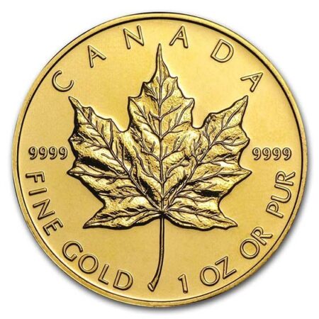 1 OZ CANADIAN GOLD MAPLE LEAF .9999 FINE